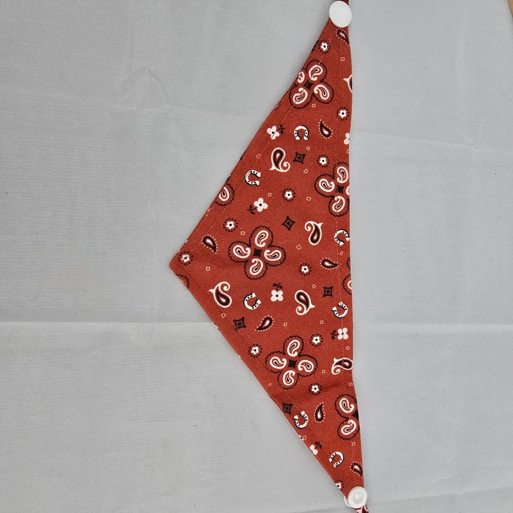 Nashville Dog Bandana Rust Paisley Western Horseshoe Snap Closure Pet Accessory